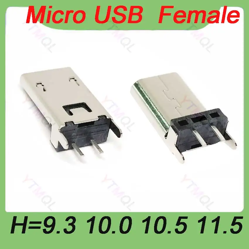 

100Pcs Micro Usb 2Pin 180 degrees B Type Female Connector For Mobile Phone Micro Usb Jack Connector 2 Pin Charging Socket