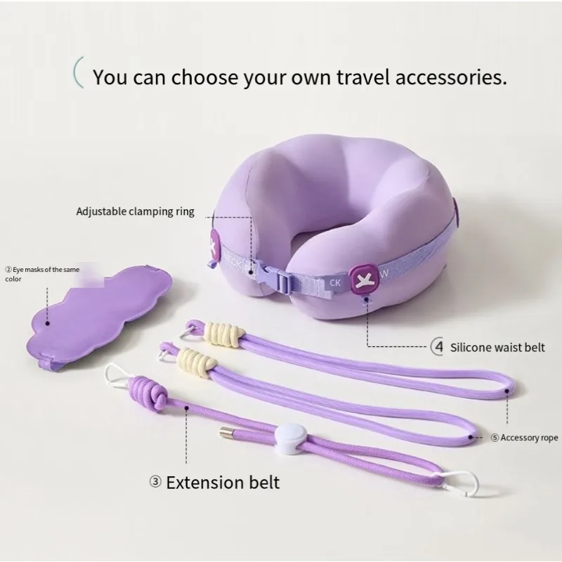 Adult Cloud Memory Foam Travel U Pillow, Portable Neck Support Pillow for Airplane High Speed Rail