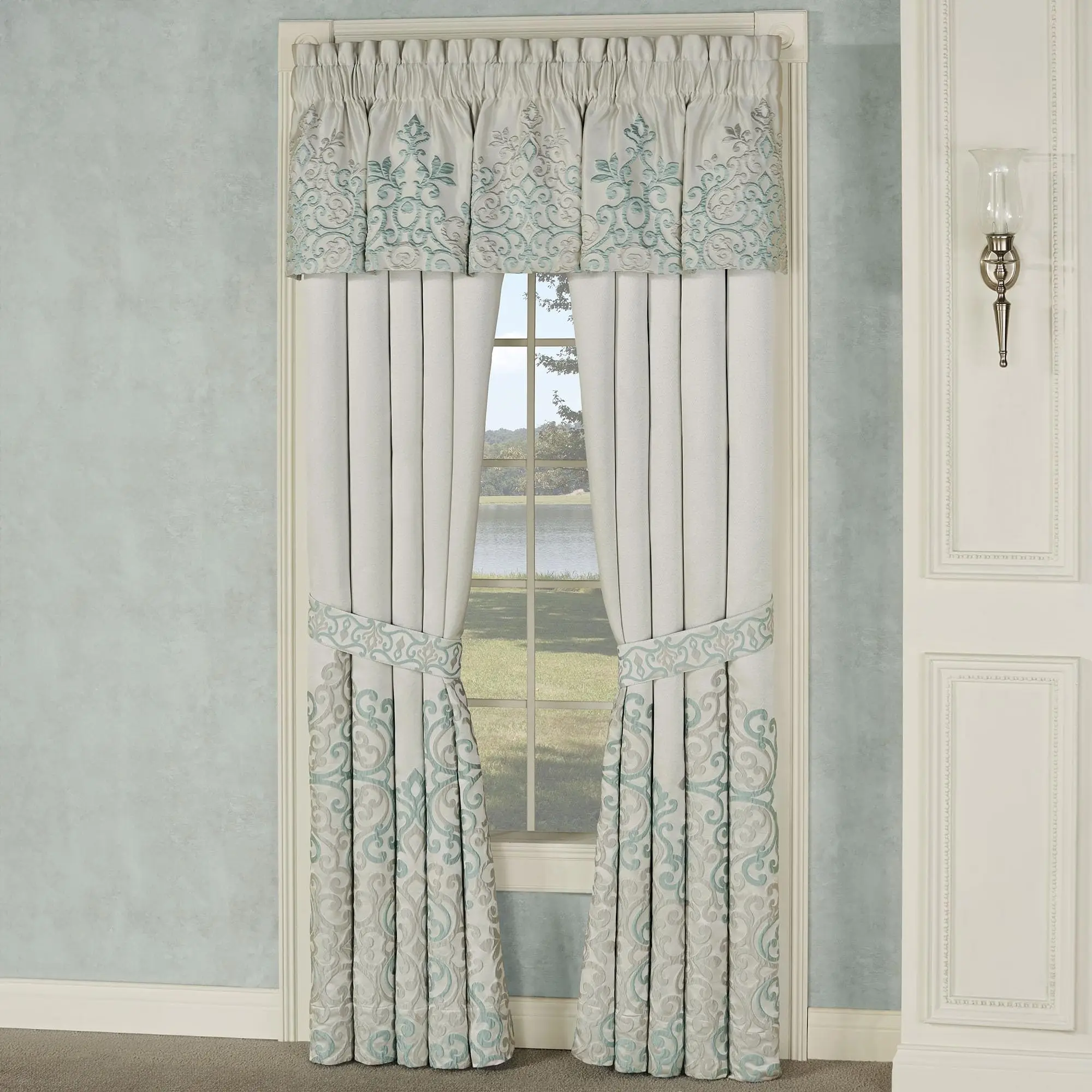 Luxurious Avalon Lined Window Tailored Valance & Curtains Set