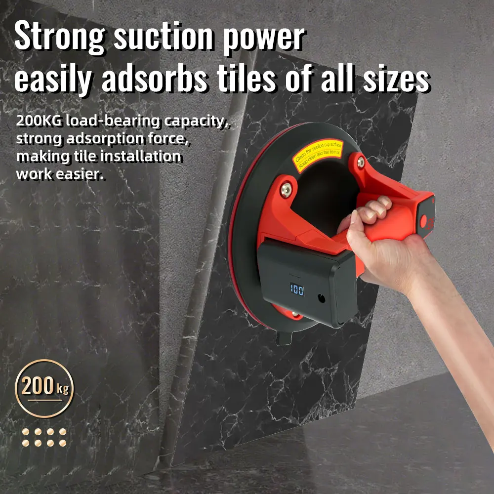 Protable 200KG industrial grade suction cup with large display screen and large capacity lithium battery, easy to operate