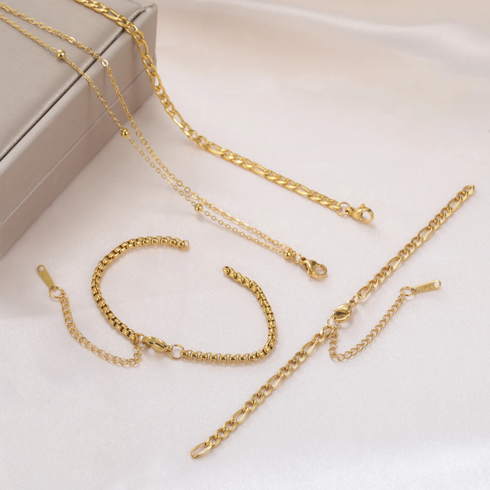 COOLTIME Edelstahl Gliederkette Armband verstellbare Figaro Kette DIY Herstellung Verbinder Armband Schmuck Zubehör – Detail 3