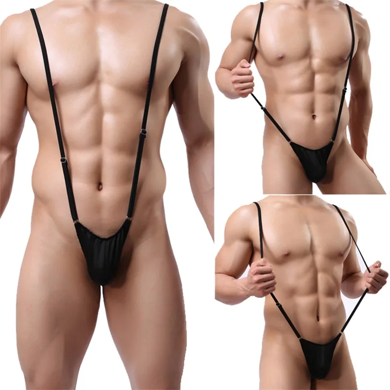 Body Sexy de 3 piezas para hombre, ropa interior ajustable, bragas en forma de V profunda, lencería erótica, Tanga convexo en U con espalda en T