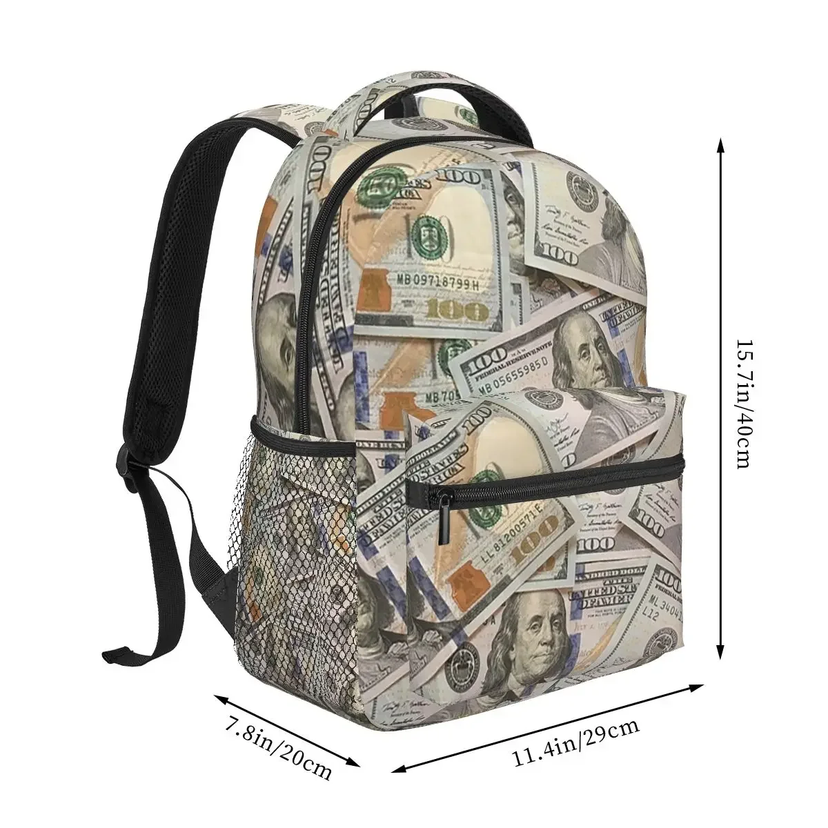 New Hundred Dollar Bills Money Attraction Backpacks Boys Girls Bookbag Children School Bags Cartoon Travel Rucksack Shoulder Bag