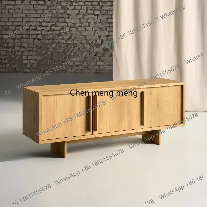 

Modern simple solid wood TV cabinet designer high-end locker living room storage side cabinet