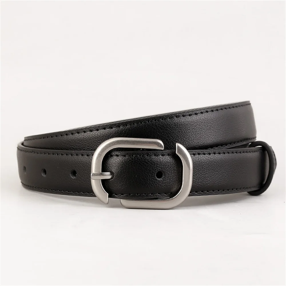 Autumn Winter Belt for Women Genuine Leather Silver Buckle Decoration Simple Versatile Suede Belt with Jeans Clothing Accessory