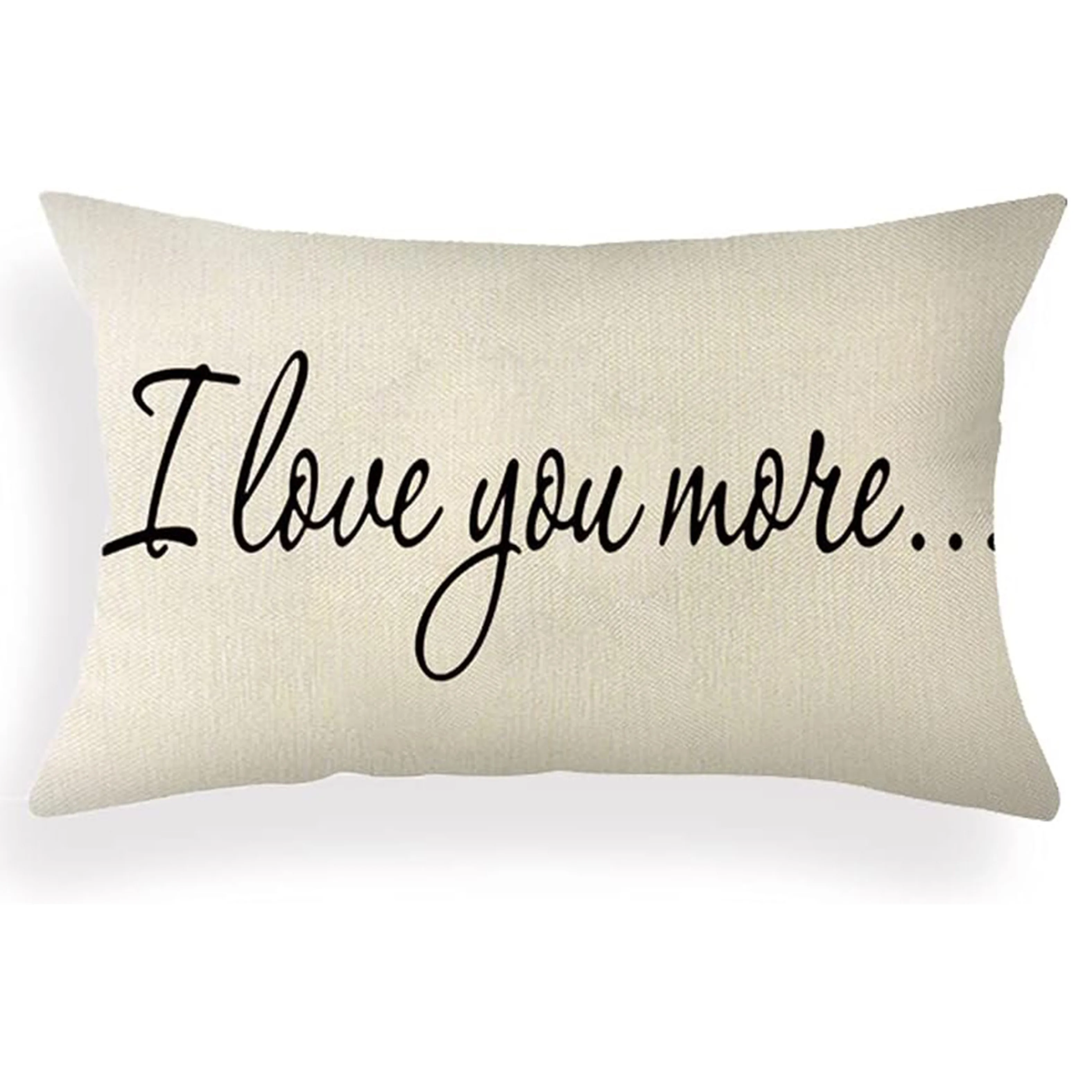 1pc I Love You More Handwritten Lumbar Pillow Cover,Suitable for Sofa,Bedroom,Living Room,Office,Affectionate Gift for Lovers