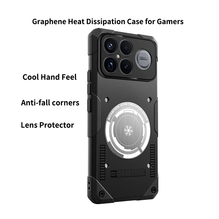 Magnetyczne etui chłodzące z grafenem do Redmi K90 Max Poco F8 Ultra F8 Pro, odporne na upadki, miękkie w dotyku jak lód, idealne dla graczy.