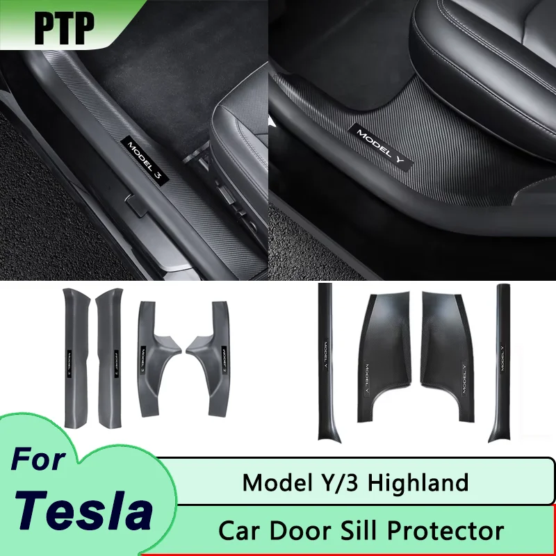 

Model Y 2025 Door Sill Protector for Model 3 Highland Car Front Rear Door Strip Pedal Anti-scratch Protection Covers Accessories