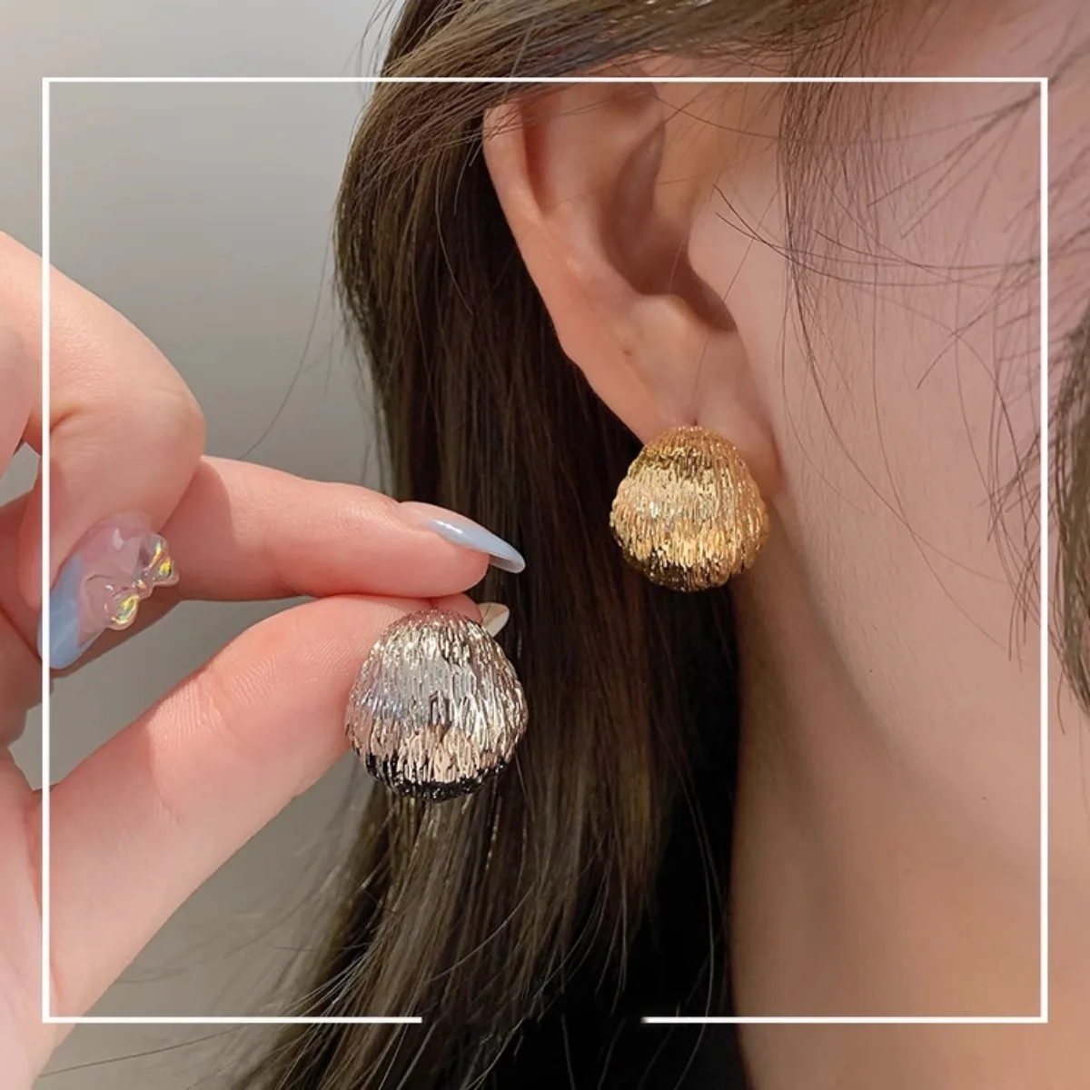 textured ball stud earrings gold silver plated minimalist trendy lightweight elegant fashion jewelry for women