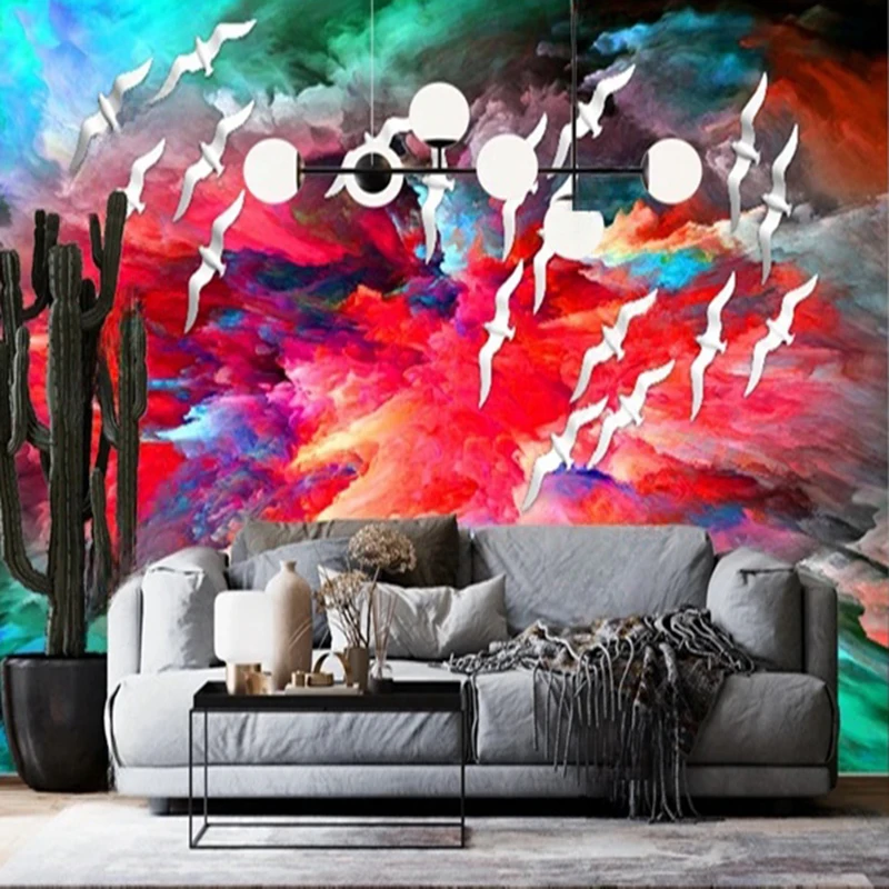 Custom Wallpaper Abstract Geometric Lines Hand-painted Oil Painting For Living Room Bedroom Office Restaurant Mural Wall Decor