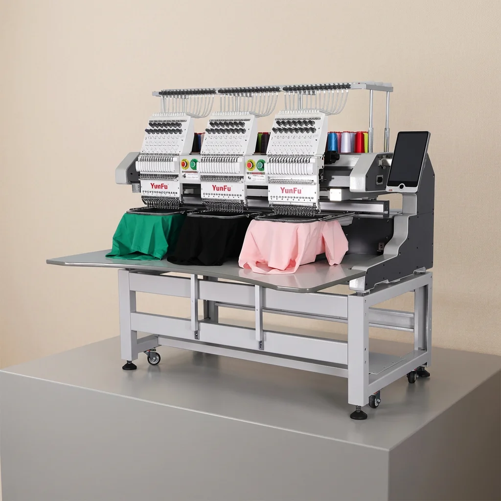 High-quality 3-Head Digital Embroidery Machine with 1200 RPM Home Use Bearing Core New for Apparel Computer-controlled