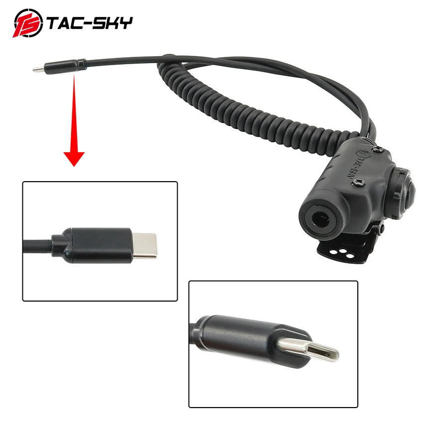 TS TAC-SKY Tactical Headset Accessory PTT Adapter U94 V2 PTT with Type-C Plug Compatible with Apple 16, 17 and Samsung phones