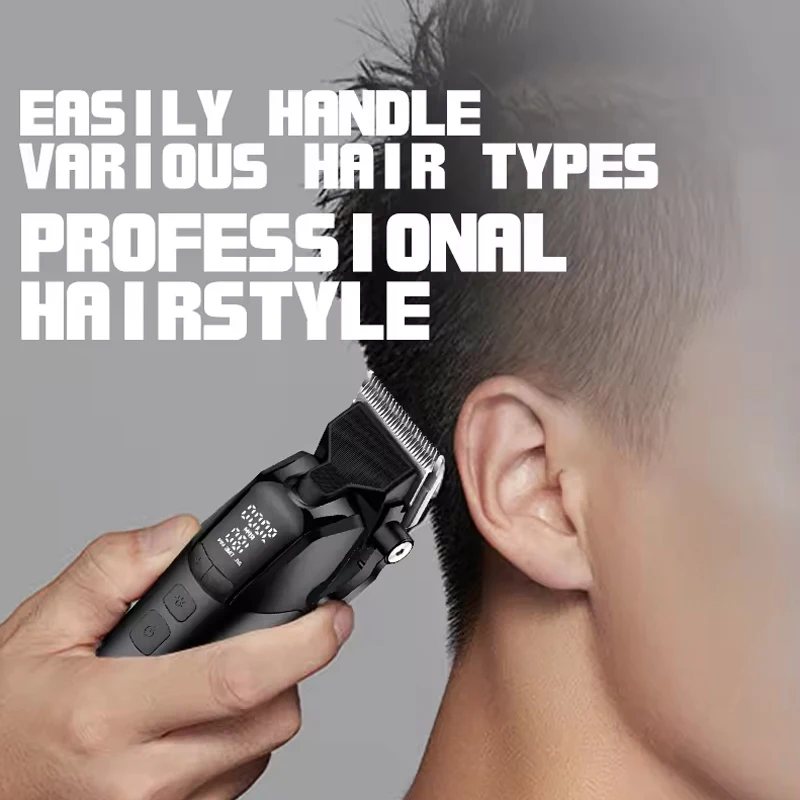 Kemei New Electric Hair Clipper Hair Salon Professional Wireless USB Rechargeable Hair Clipper Mens Trimmer LCD Display KM-1858