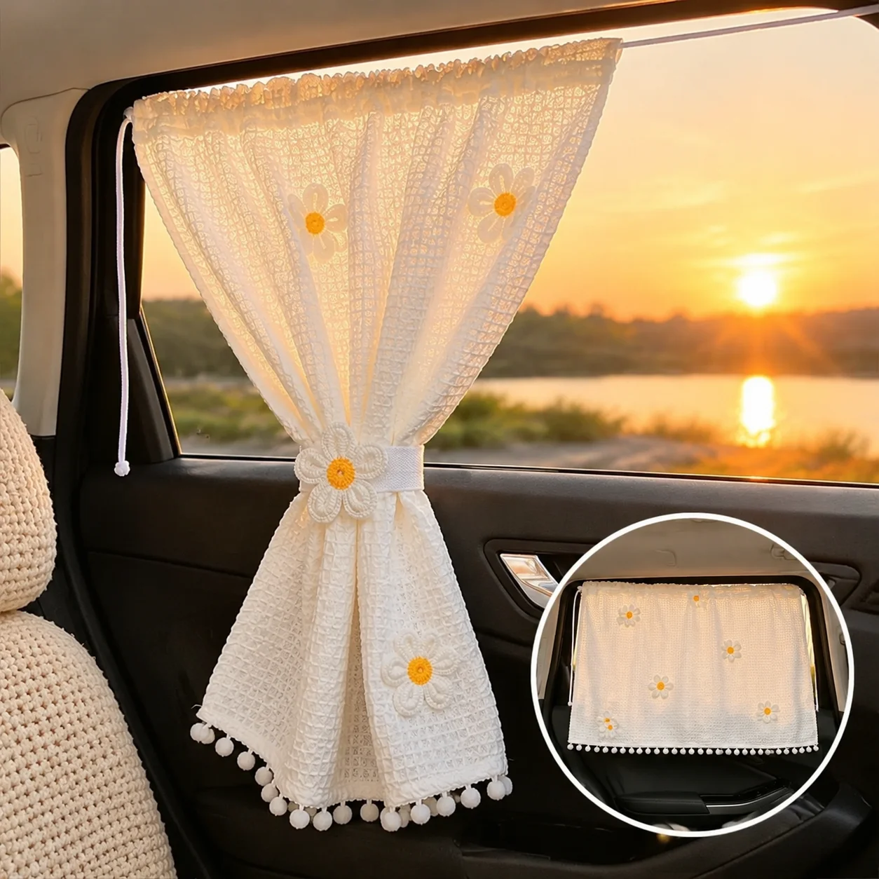 niversal Car Side Window Sunshade Curtain with Suction Cups, Cartoon UV Protection Cover for Kids, Babies and Children