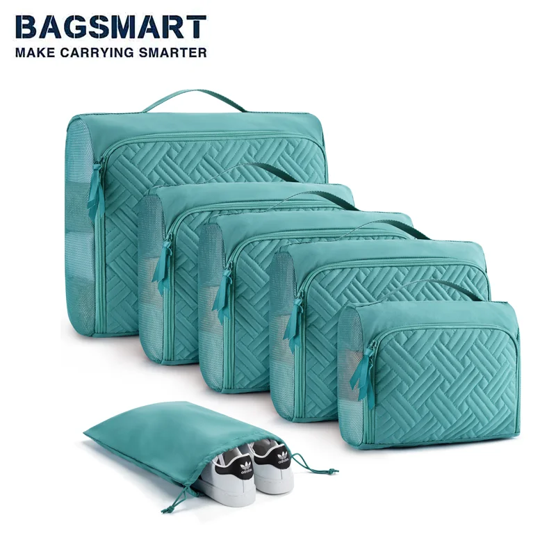 

BAGSMART 6PCS/Set Organizer Bags for Travel Compressible Packing Cubes Luggage Suitcase Organizer Waterproof Clothes Storage Bag