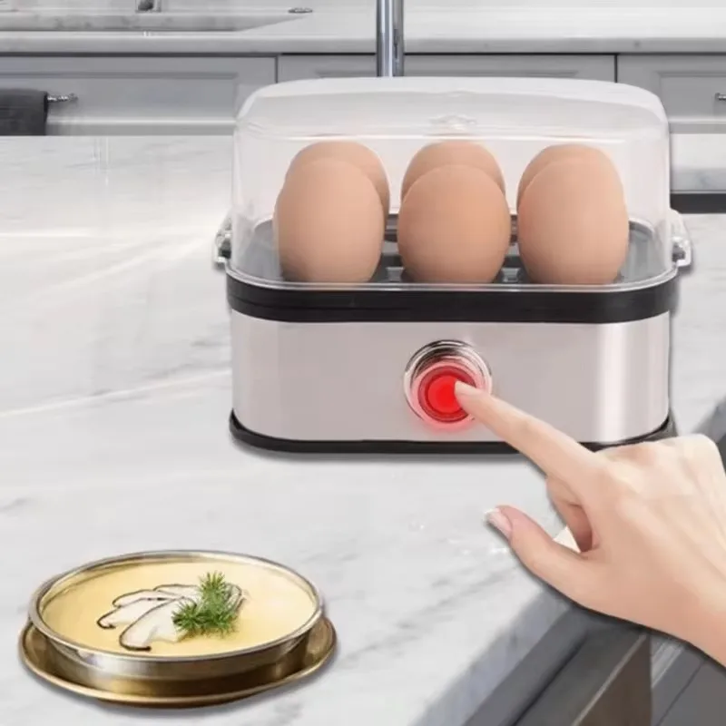 Compact 6-Egg Cooker with 200W Stainless Steel Body, Fast Boil and Automatic Power-Off Function