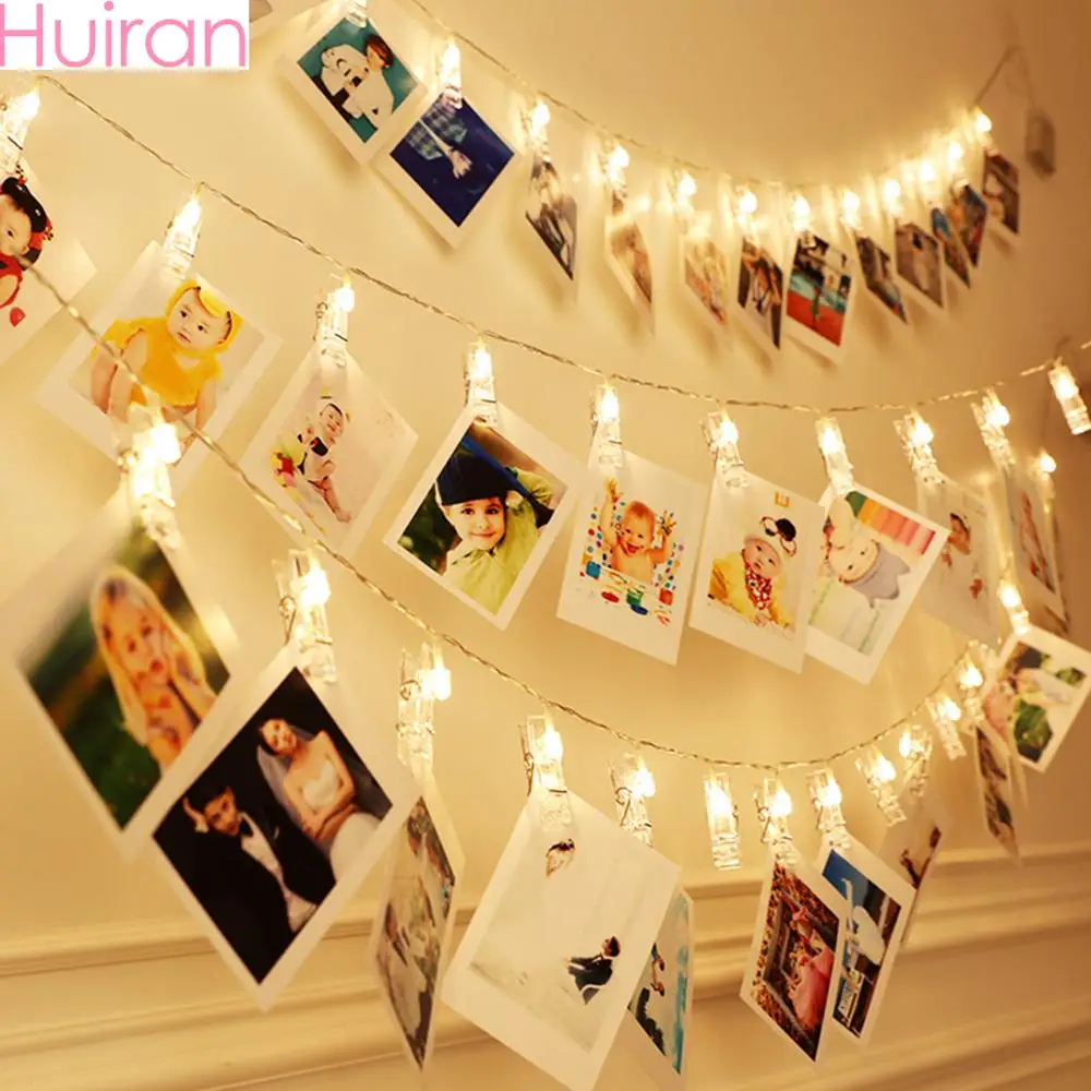 Photo Clip Light Banner Wedding Decoration Birthday Party Decor Kids Girl Boy Baby Shower Banner Christmas Decoration 2024