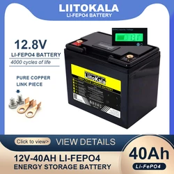 LiitoKala 12v 40AH LiFePO4 akumulatory fosforan litowo-żelazowy z falownikiem zapłon samochodu BMS 12.8V solarna ładowarka 14.6v