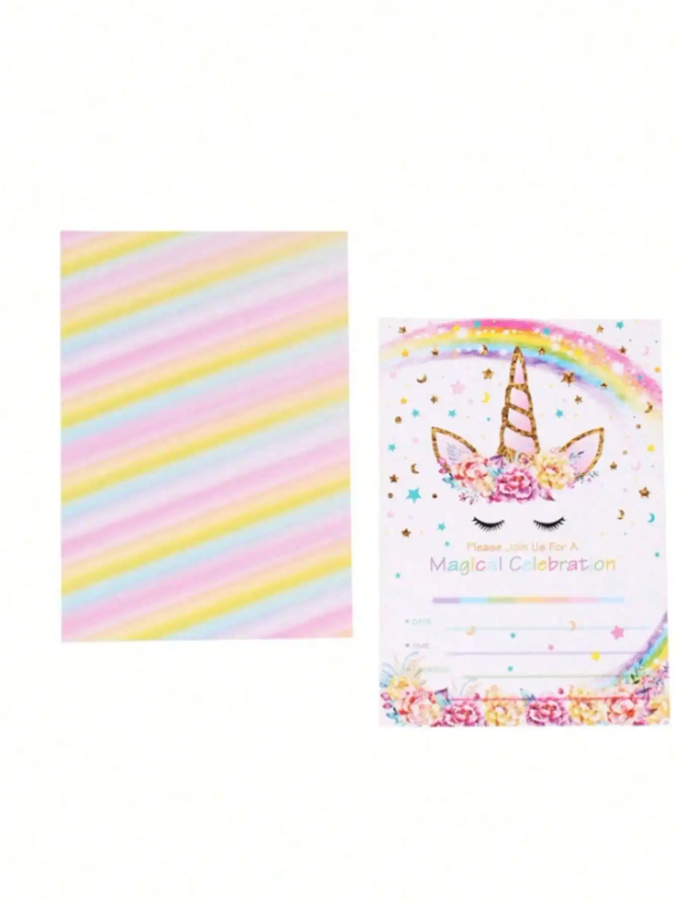 12pcs Magical Cute Unicorn Party Invitation Card (with Envelope) Home Party Supplies with Filled Blank Invitation Card Kit