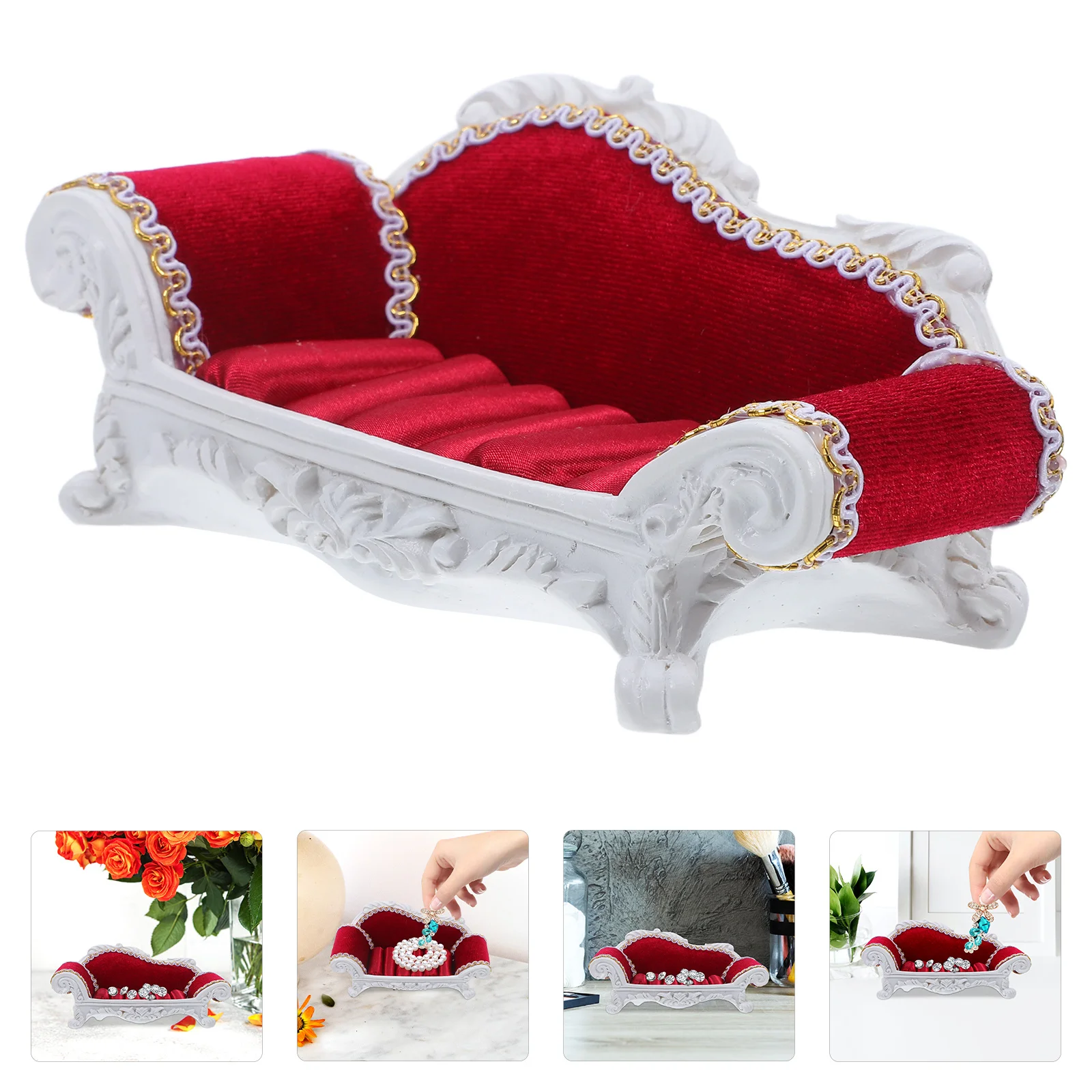 

Jewelry Display Stand Sofa-Shaped Jewelry Holder Multi-Function Organizer for Rings Earrings Display Rack Showpiece