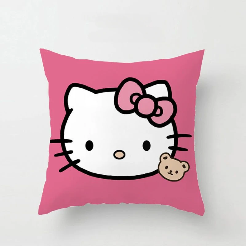 Hello Kitty Pillowcase Sanrio Cartoon Figure Kitty Print Sofa Pillow Case Room Decorations Double Sided Throwing Pillow Girl