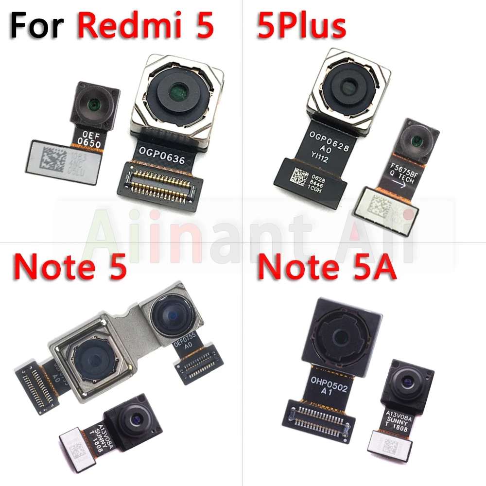 

AiinAnt Small Front Camera For Xiaomi Redmi Note 5 5A Pro Plus Main Big Rear Back Camera Module Ribbon Flex Cable