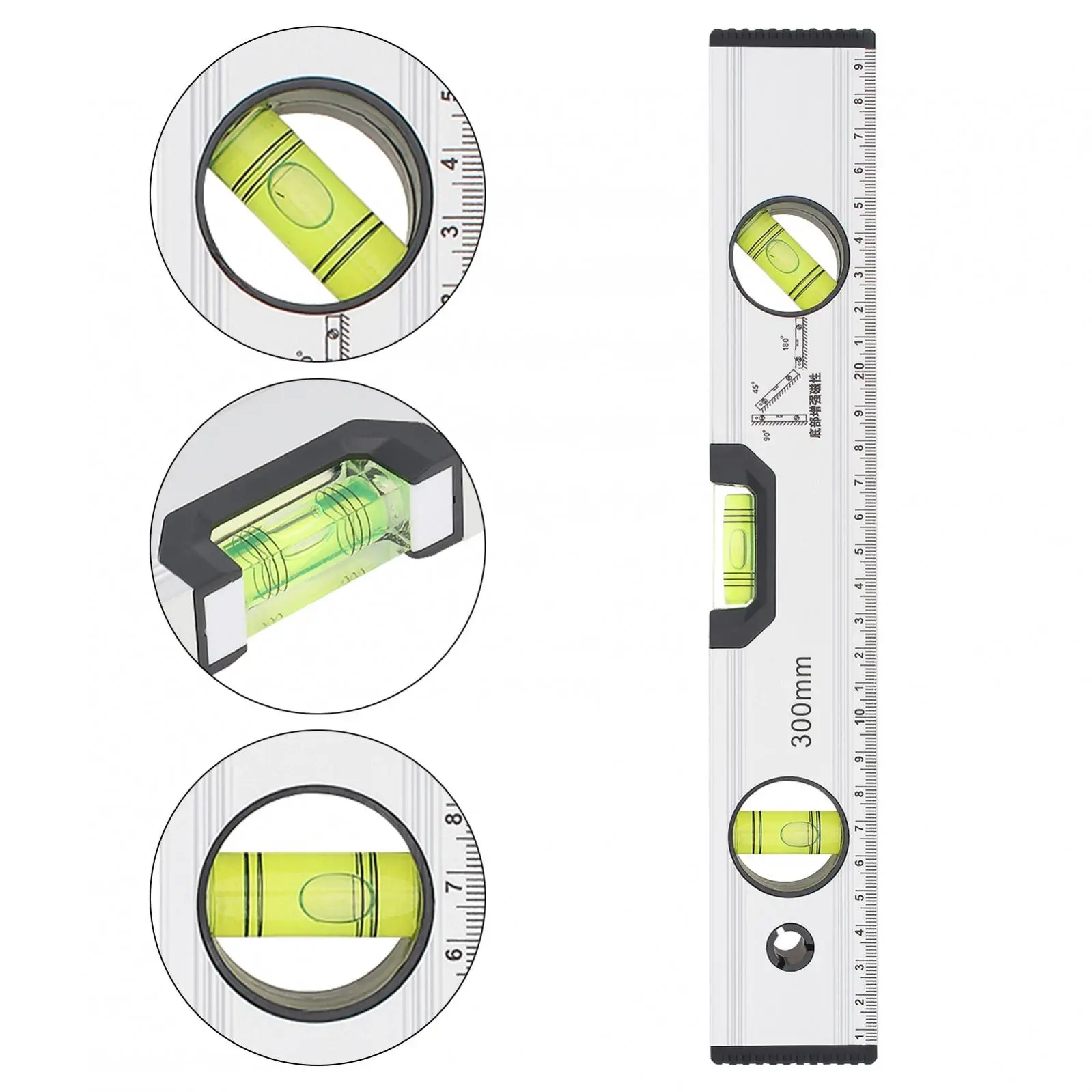 Precision Magnetic Aluminum Alloy Level Régua com Blister Design e mm Scale Decoração Medição Ferramentas 300 mm