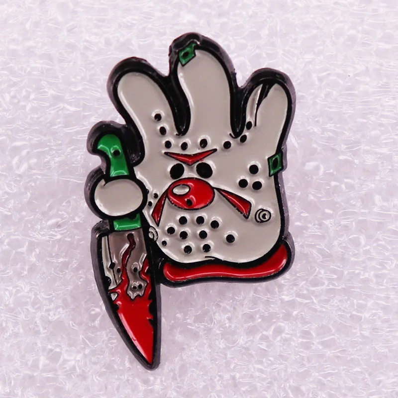 Friday The 13th Enamel Pin Horror Killer Jason Voorhees Brooch Horror Moive Lapel Badge For Clothes Shirt Collar Fans Gifts