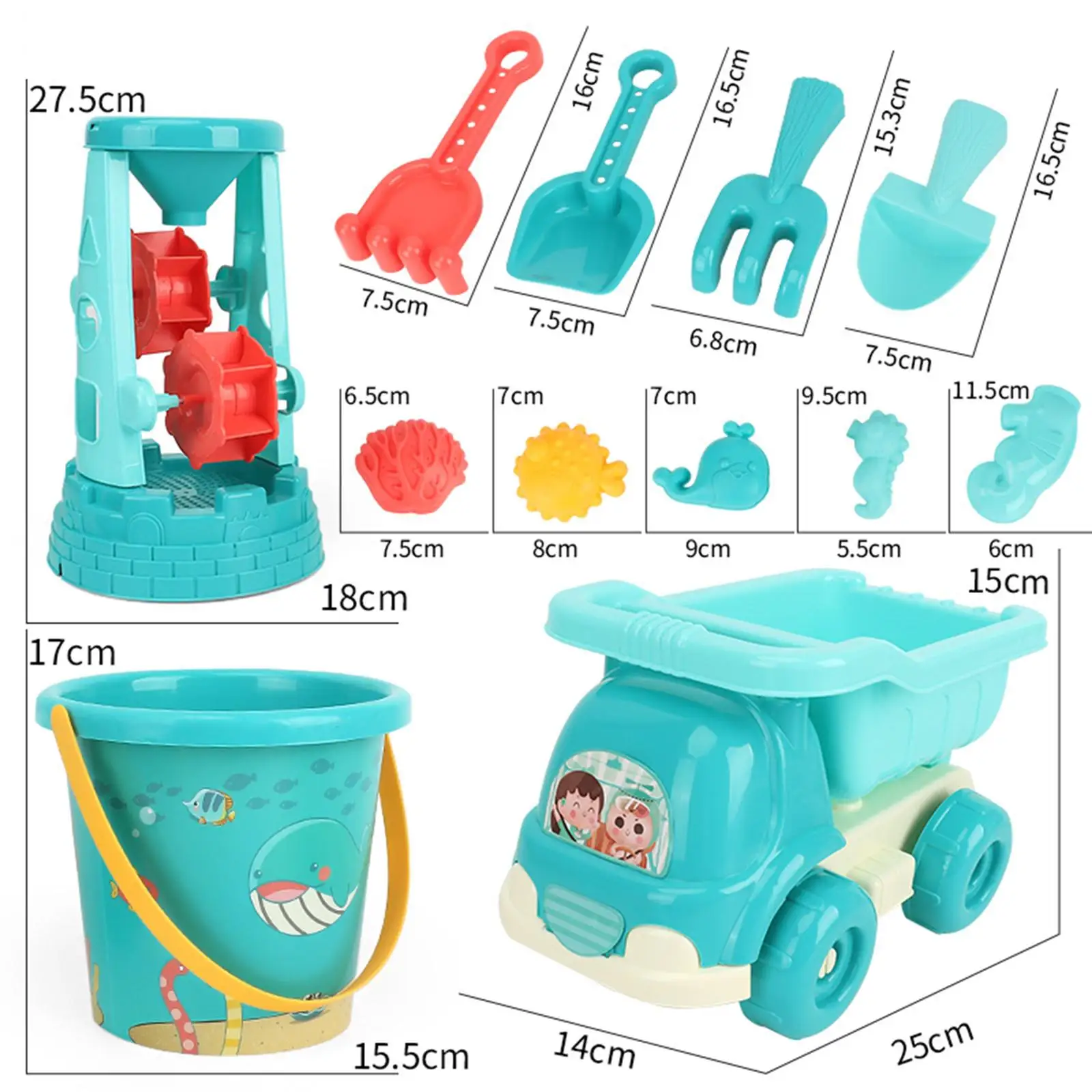 Badespielzeug für Kinder, Sandspielzeug zum Graben von Kleinkindern, Strandspielzeug zum Spielen, Strandspielzeug-Set, Strand-Strandeimer-Schaufel-Set