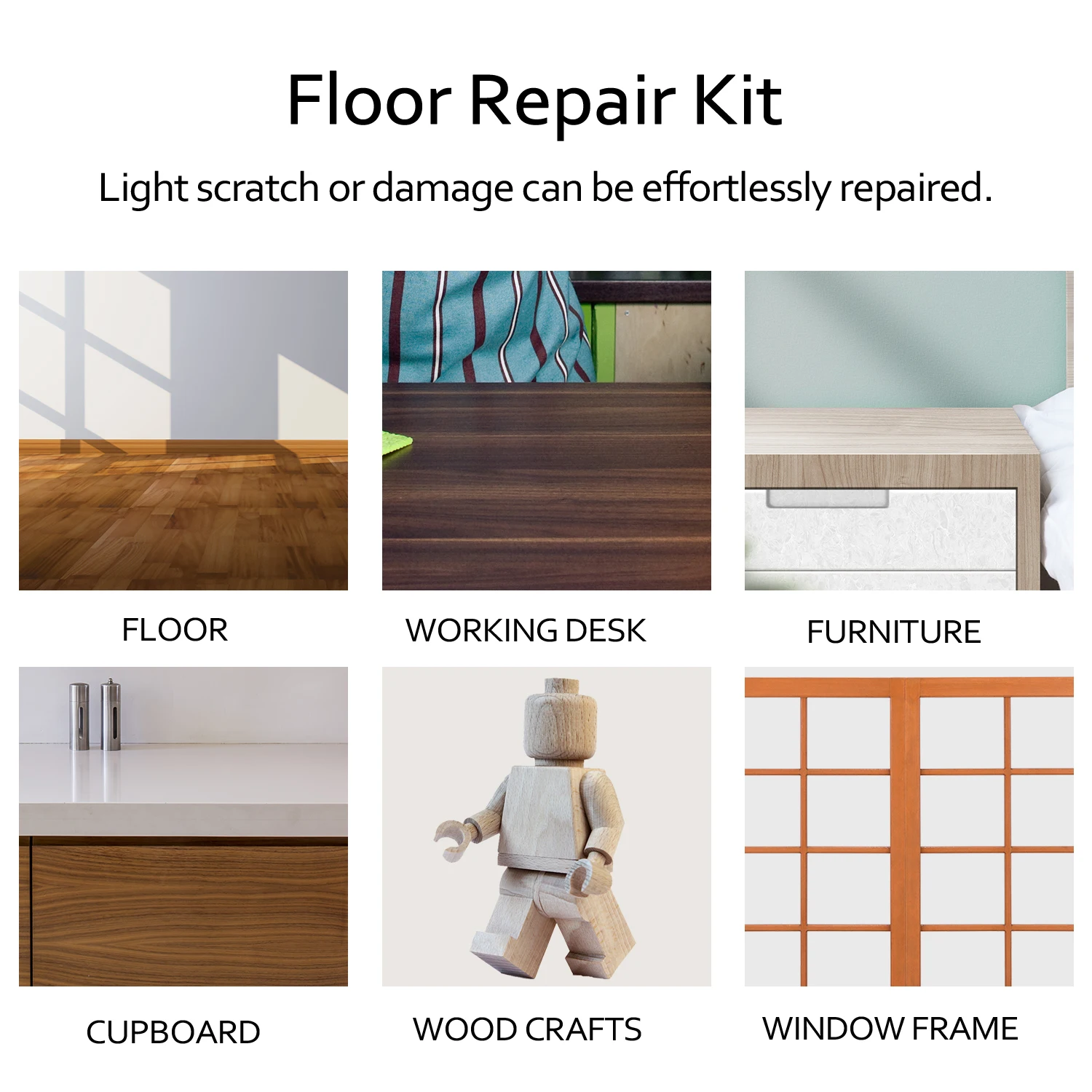 Laminate Tile Floor Repair Kit Laminate Repairing kit Wax System Worktop Sturdy Casing Chips Scratches Mending Floor Repair Suit