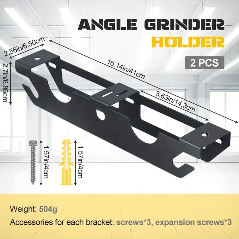 Soporte para amoladora angular de 1 piezas, pulidor, herramienta eléctrica con Gancho de cuerda, soporte de montaje en pared de garaje para amoladoras angulares, máquina de corte