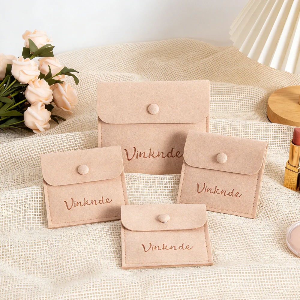 

50Pack Personalized Logo Grey Peach Microfiber Velvet Gift Bag Jewelry Packaging Storage Pouches Wedding Favors Candy Pocket