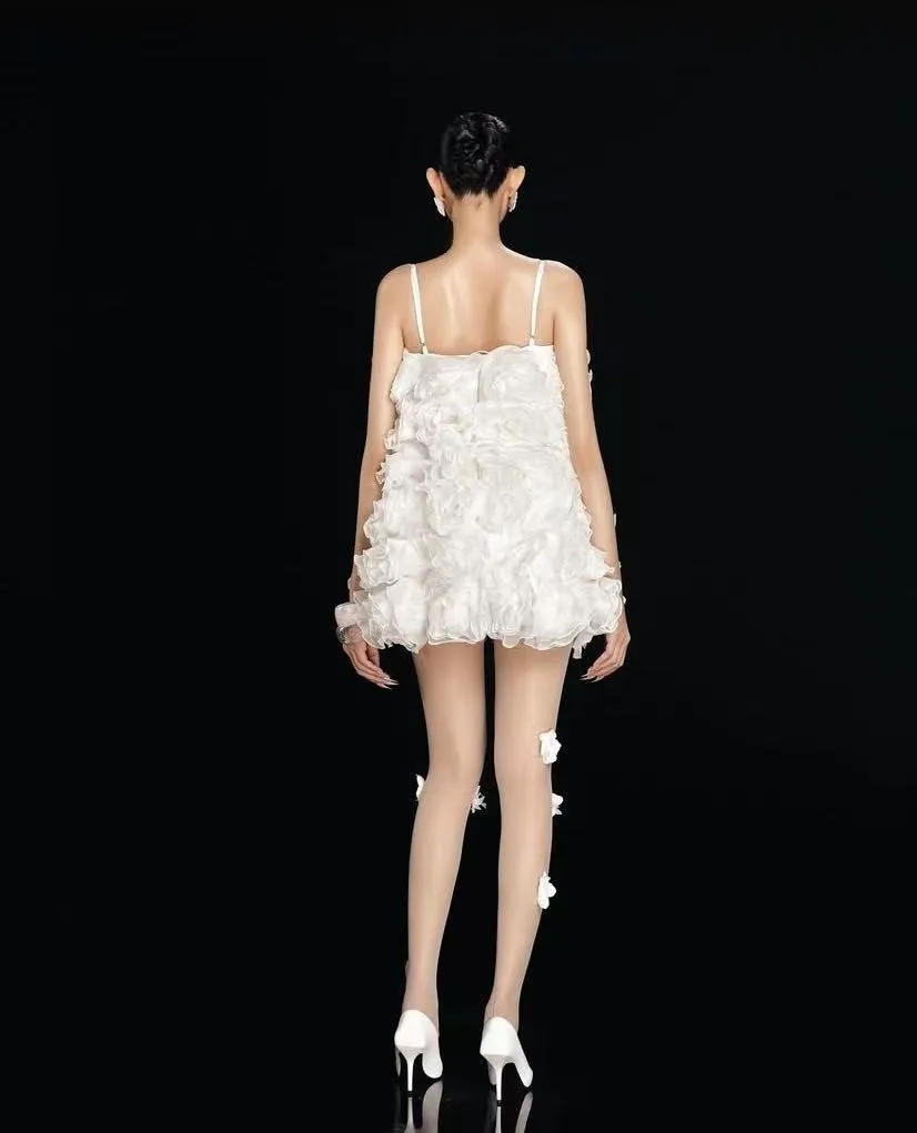 Nova chegada vestidos de festa curtos em camadas chique espaguete babados mini vestido de noiva feminino vestido de ocasião formal acima do joelho