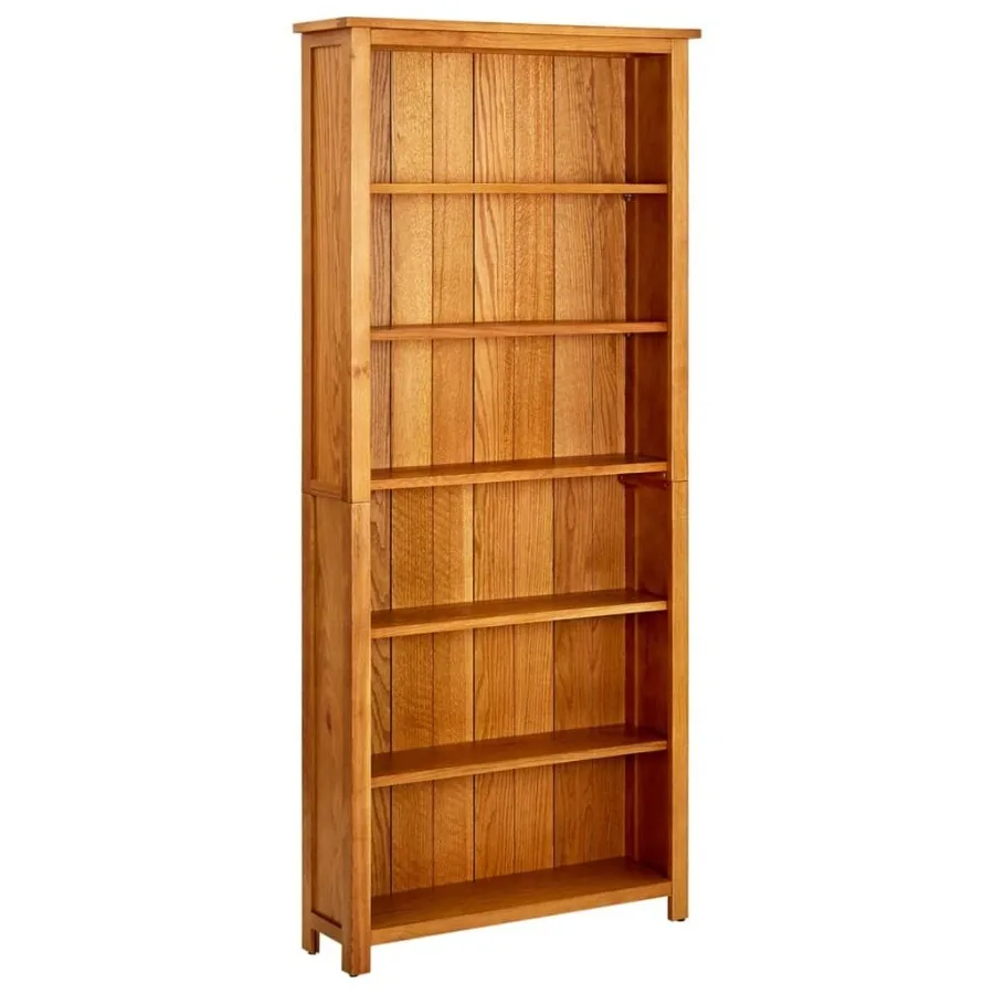 

6Tier Bookcase 31.5x8.9x70.9 Solid Oak Wood