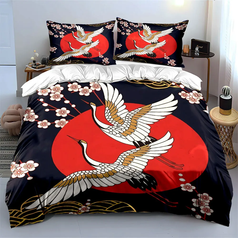 

Crane Art Decor Set Bedding Set with 1 Duvet Cover 2 Pillowcases Single Double King Queen, Gift