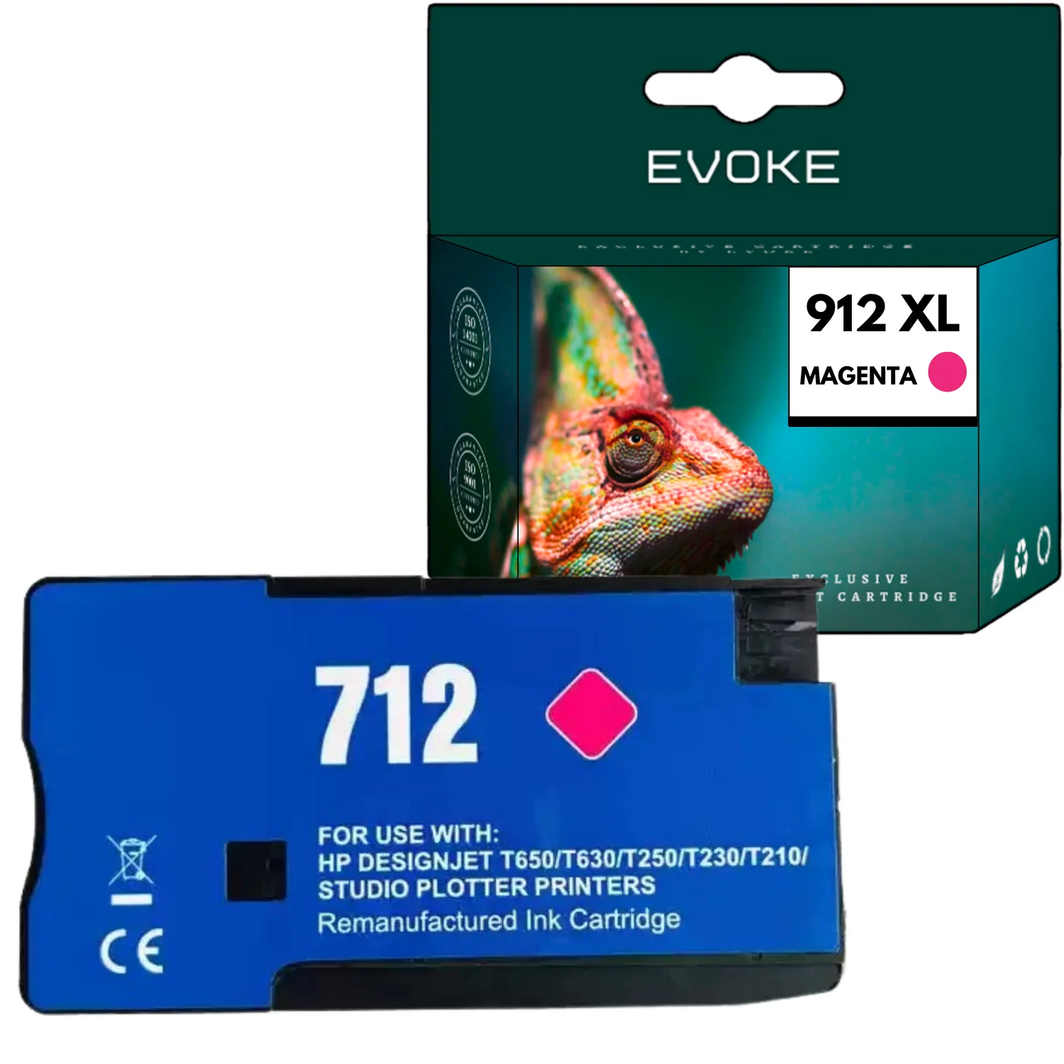 Evoke Compatibele Inkt voor Hp 712 3Ed68A Magenta 29 ml Designjet T210 T230 T250 T630 T650