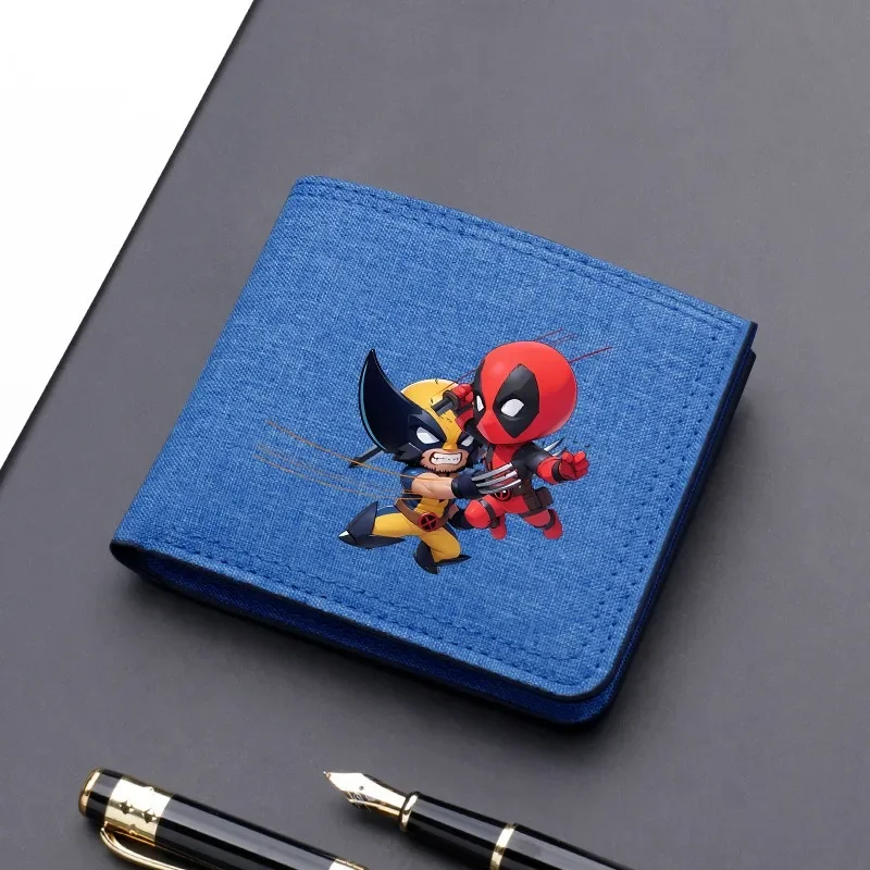 Portefeuille Deadpool & Wolverine Marvels, personnages de films, porte-monnaie portables pliables de grande capacité, cadeaux d'anniversaire