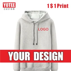 YOTEE Sweatshirt Logo Custom Embroidery/Printing Pure Cotton Company Brand Logo Men's And Women's Hoodies Wholesale