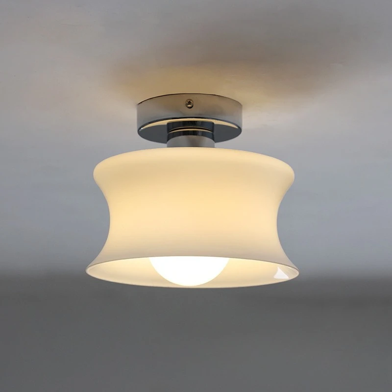 Nordic Minimalist Iron Glass Ceiling Lights Designer Beige Hallway Entrance Hall Study Bedroom Cafe Restaurant Lamps Luminaires