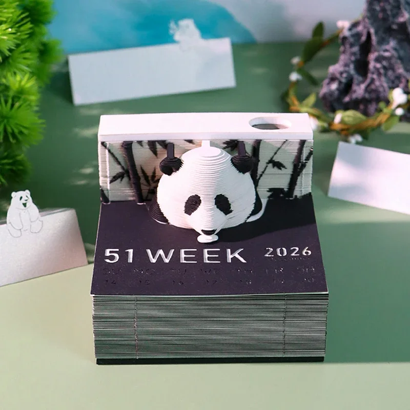 

Time Piece Calendar 2026 Desk Calendar 3D Tear-away Calendar Paper Carving Art Memo Pad Notepad Gift For Christmas Housewarming