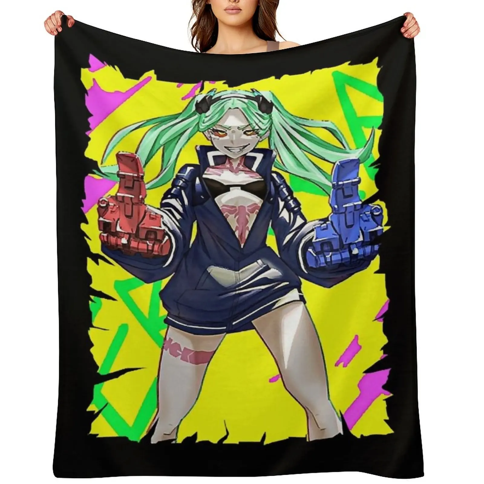 

GUN REBECCA FRIEND ANIME Throw Blanket Sofas wednesday Hair Luxury Thicken Blankets