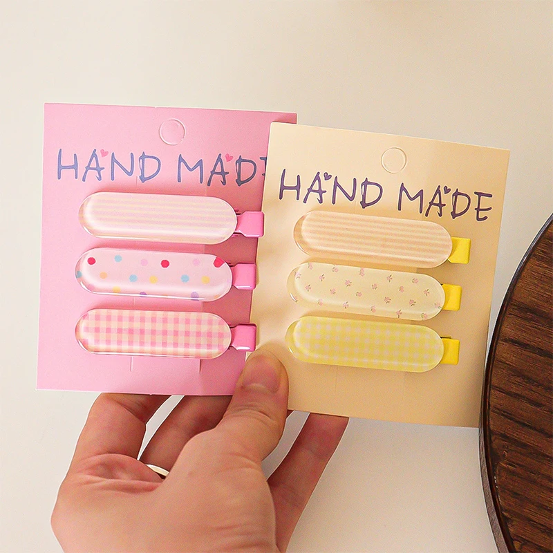 Jepit Rambut Bayi Perempuan Warna Permen 3 Buah/Set Jepit Rambut Anak-anak Putri Kotak-kotak Titik Pita Lucu Jepit Rambut Hiasan Kepala Manis Aksesori Rambut Anak