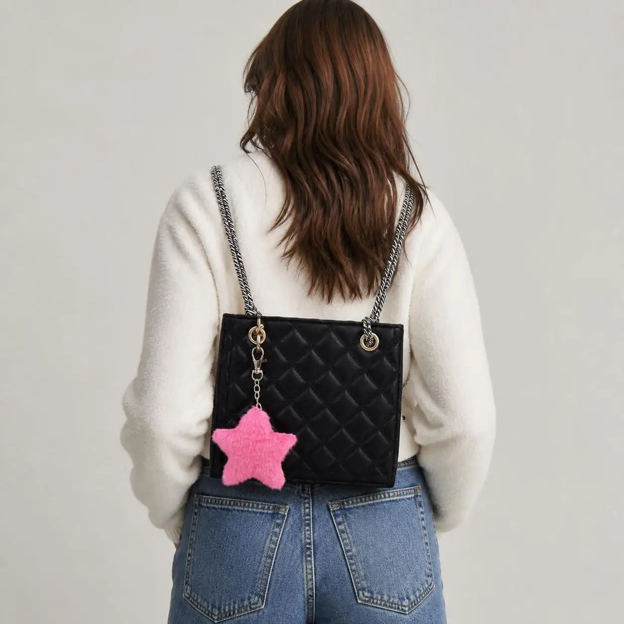 Lovely Furry Star Star Pendant Pompom Five-pointed Pentagram Hairball Bag Pendant Fluffy Soft Star Key Chain Backpack