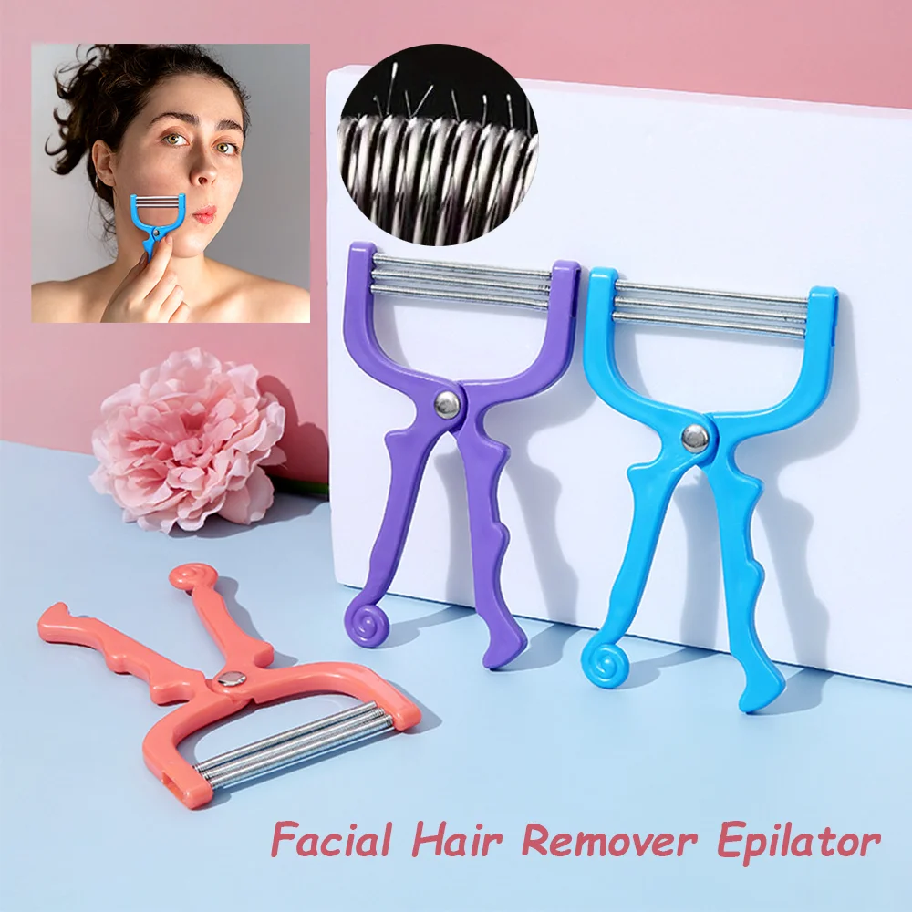 Manual Facial Hair Remover Spring Epilator, Portable Painless Gentle Threading Tool for Face Hair Removal