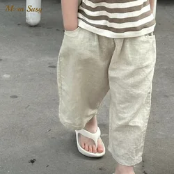 Fashion Baby Boy Girl Casual Ice Silk Pant Child Trousers Long Kid Spring Autumn Summer Pant Solid Color Baby Clothes 2-12Y