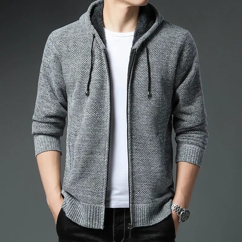 Fashion Hooded Knitted Spliced Zipper Casual Cardigan Sweaters Men's Clothing 2023 Autumn New Loose Korean Tops All-match Coat