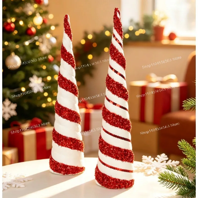 Christmas Decorations Conical Tree Tower, Plastic V-shaped Tabletop Ornament Window Display for Coffee Shop Atmosphere