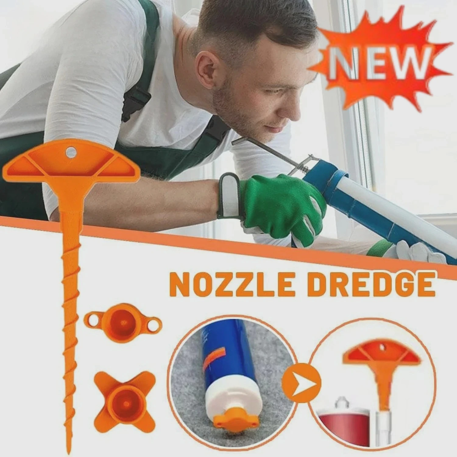 Silicone Seal Cap and Seal Gun Nozzle Removal Tool  Nozzle Dredge Silicone Seal Cap Used for Open Core Tube Prevent Rapid Drying