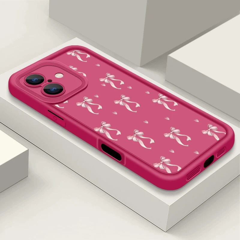 Stoßfeste, mit rosa Schleifenmuster bedruckte Hülle für iPhone 18 Pro Max, 17, 17e, 16, 15, 14, 13, 12, 11 Pro Max, 16e – weiche Silikon-TPU-Handyhülle. – Detail 13