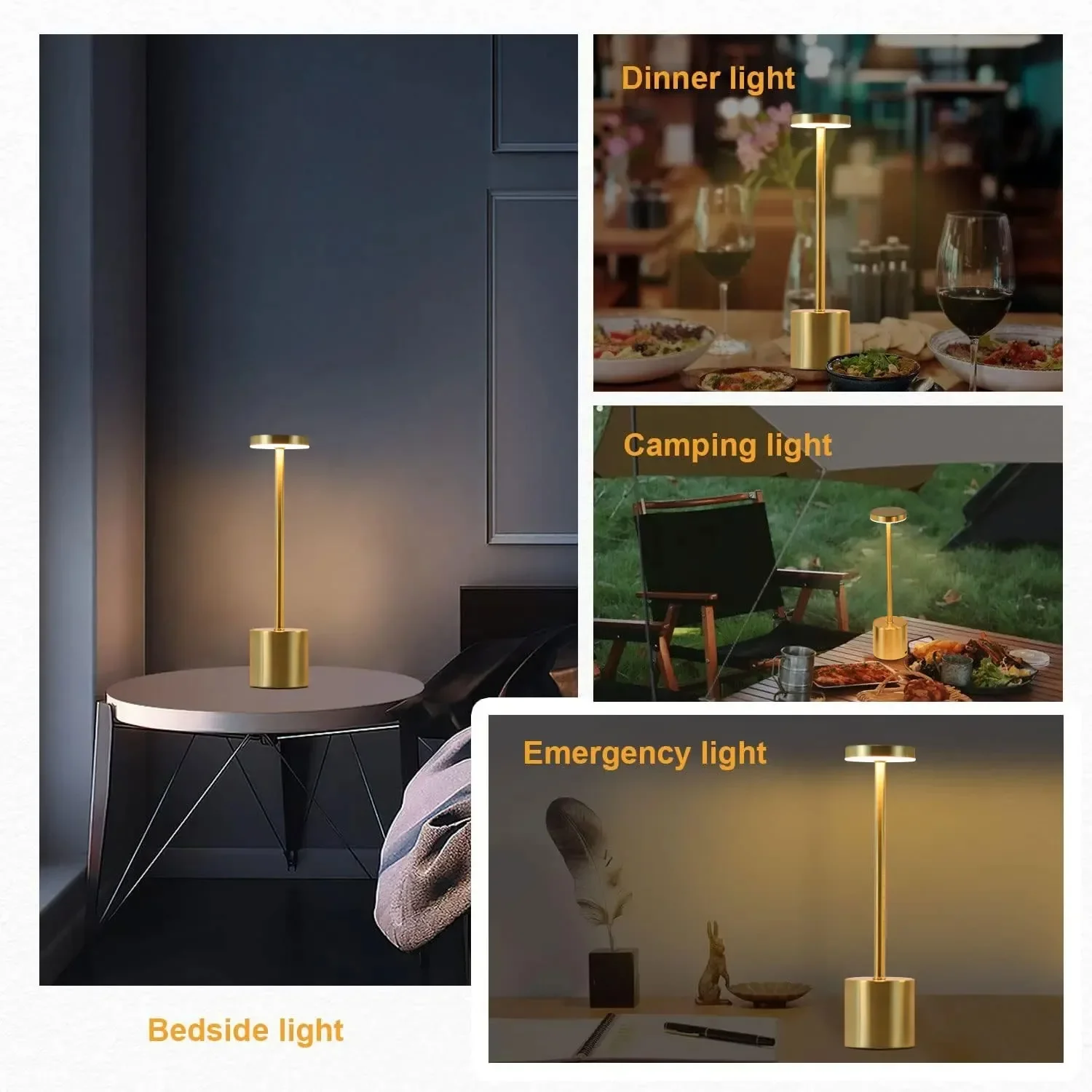 Table Lamp LED Touch Sensor Desktop Night Light Rechargeable Wireless Reading Lamp 3Colors Adjustable Creative Ambient Light